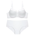 Ensemble lingerie blanc sans couture avec soutien-gorge à lacet et culotte haute - 70A / Ensemble de sous-vêtements / Blanc