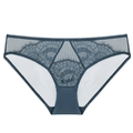 Sexy lace panties for women in dark teal with floral mesh and low waist bikini cut - S / Light Blue