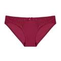 Mutandine in pizzo bordeaux da donna con ricamo floreale e fiocco di raso decorativo - S / Borgogna