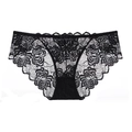 Elegantes schwarzes Spitzenhöschen mit Rosenmuster und kleiner Schleife am Bund - S / Schwarz