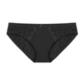 Slip neri a vita bassa da donna con ricamo in pizzo floreale e un piccolo fiocco decorativo - S / Nero