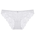 Elegante weiße Blumen-Spitzenhöschen mit niedriger Taille und kleiner Schleife - S / Weiß