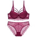Dessous-Set aus Spitze in Burgunderrot mit Push-up-BH und passendem Slip für Damen - 70A / Set / Burgunderrot