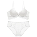 Elegantes weißes Spitzen-Lingerie-Set mit Bügel-BH und High-Waist-Slip für Damen - Weiß / 80B