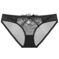 Bragas sexys de malla negra con bordado floral y lazo de satén para mujer - S / Negro