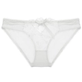 Braguita blanca de malla para mujer con bordado floral y un lazo de raso decorativo - S / Blanco