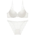Conjunto de lencería de encaje blanco con sujetador push-up y braga transparente - 70A / Blanco