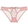 Braguitas de malla rosa con bordado floral y detalle de lazo de raso suave - S / Rosa Loto