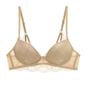 Elegante sujetador push-up de encaje beige para mujer con bordados florales - 75D / Sujetador Solo / Color Piel