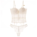 Body bustier in pizzo bianco con motivo floreale e spalline regolabili, taglia 75B - 75B / Bianco