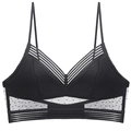 Bralette de encaje francés negro con textura de puntos y detalle de tiras en la espalda - 3XL / Negro