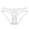 Culotte en dentelle blanche élégante avec maille transparente et bords festonnés pour femme - S / Blanc