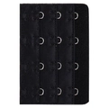 Elastic black bra extender with four rows of three metal hooks for adjustable comfort - 4 Rows 3 Hooks / Black