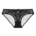 Culotte en dentelle noire sexy pour femme avec broderie florale et design taille basse - S / Noir