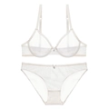 Conjunto de lencería de malla blanca con encaje y colgante de corazón - 70B / Blanco