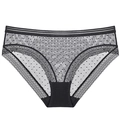 Sexy Damen-Spitzenslip aus schwarzem Netzstoff mit Tupfen-Tüll und elastischem Taillenbund - S / Schwarz