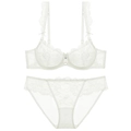 Ensemble de lingerie en dentelle blanche avec motifs floraux et culotte assortie à plat - 70A / Haut Et Bas / Blanc