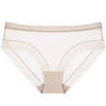 Beige transparente Mesh-Spitzenunterwäsche mit Punkten und atmungsaktivem Design - S / Hautfarben