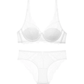 Elegante conjunto de lencería de encaje blanco con sujetador con aros y bordado - 70B / Blanco