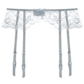 Reggicalze elegante in pizzo floreale grigio argento con spalline regolabili e fiocco di seta - S / Grigio