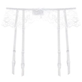 Elegante reggicalze in pizzo bianco con motivi floreali e spalline regolabili per calze - L / Bianco