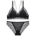 Ensemble lingerie en dentelle noire avec bonnets triangle et détails multi-bretelles - S / Ensemble Zirconium Noir