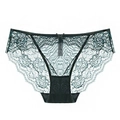 Sexy dunkelgrüner Spitzenunterhose für Damen mit Blumenmuster und kleiner Schleife vorne - S / Dunkelgrün