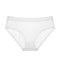 Detailansicht weißer nahtloser Slip mit atmungsaktivem Mesh und zarter Spitzenborte - L / Weiß