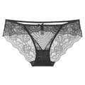 Sexy black lace and mesh panties for women with low waist and ribbon bow detail - Black