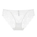 Damen-Spitzenslip in Weiß mit floralem Netzgewebe und kleiner Schleife in Größe M - S / Weiß