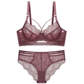 Spitzenunterwäsche-Set mit Bügel-BH und Cut-Out-Slip in tiefem Rosé-Pink - Bohnenpastenrot