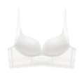 Elegant white seamless push-up bra with delicate lace band and adjustable straps - White