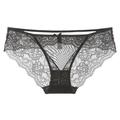 Eleganter schwarzer Spitzen-Slip für Damen mit Blumenmustern und einer süßen Schleife - S / Schwarz