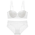Elegant white lace lingerie set featuring a push-up bra and matching floral lace panties - 70A / Top And Bottom / White
