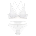 Ensemble de lingerie en dentelle française blanche avec soutien-gorge et dos croisé - Ensemble Zirconium Blanc / 70C