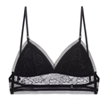Bralette sexy de encaje francés negro con copas de triángulo y tirantes ajustables - S / Negro