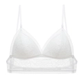 Sujetador bralette de encaje blanco con copas triangulares y tirantes ajustables - S / Blanco