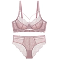 Completo intimo in pizzo floreale rosa antico con reggiseno a ferretto e slip abbinati - 70B / Rosa Loto