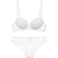 Elegante set di lingerie in pizzo bianco con reggiseno push-up e slip coordinati - 75D / Set con Zirconia Bianca