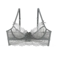 Reggiseno lungo in pizzo grigio con spalline regolabili e dettagli con fiocco - 70A / Top / Grigio