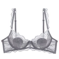Reggiseno sexy in pizzo grigio trasparente con mesh ultra sottile e ciondolo - Blazer Grigio / 85B