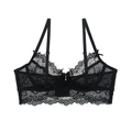 Reggiseno in pizzo nero con bordi a ciglia, fiocchi delicati e ciondolo in argento - 70A / Nero