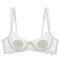 Set lingerie in pizzo bianco con delicati ricami floreali e spalline regolabili - 85B / Top Bianco
