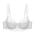 Sujetador francés de encaje floral blanco con lazo elegante y correas ajustables - 70A / Blanco