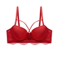 Elegante reggiseno push-up rosso con pizzo sexy e dettagli di spalline incrociate - 70B / Tops / Rosso