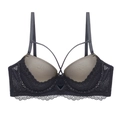 Set lingerie in pizzo nero con fodera color carne e dettaglio incrociato - 75D / Tops / Nero