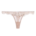 Tanga elegante de encaje francés para mujer en color beige champán con un lazo - S / Color Piel