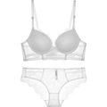 Elegante witte kanten lingerieset met bloemenpatroon, push-up beha en bijpassend slipje - 75C / Wit