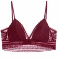 Elegant deep red lace bralette with triangle cups and intricate floral patterns - Burgundy