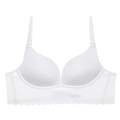 White seamless wireless bra with breathable mesh wings and delicate scalloped lace trim - 70B / White